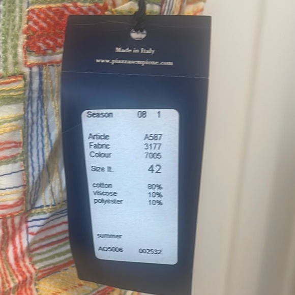 Piazza Sempione Orange and Pink Sleeveless V-Neck A-Line Midi Dress - Picture 2 of 7